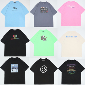 balenciaga/巴黎世家短袖男女可乐锁扣麦穗邮票情侣纯棉宽松t恤潮