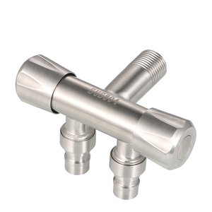 一4二出双出水角阀30进不通钢洗衣机i分水器双控双出三锈水龙头