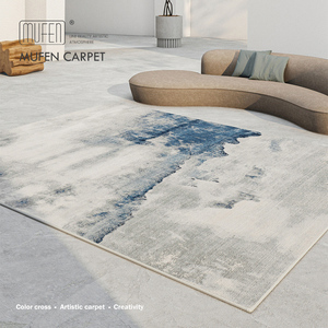 意式蓝色客厅地毯北欧抽象现代轻奢灰色简约茶几卧室阳台沙发地垫