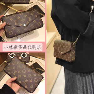 lv女包路易威登老花三合一felicie链条包单肩斜挎信封包m61276