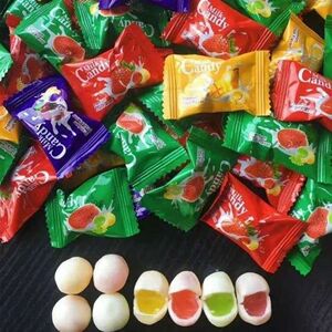 年货礼盒走亲戚俄罗斯进口大奶球夹心水果软糖500g/袋休闲娱乐糖