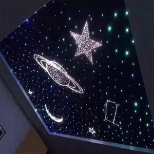 002人付款淘宝蓝色の夜空星空顶的印花金边刺绣设计!