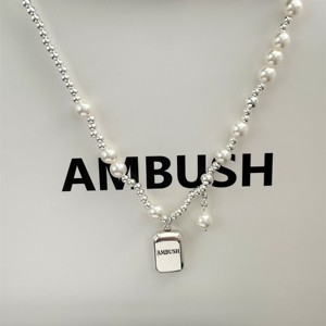 西川史子 AMBUSH项链925纯银珍珠拼接银珠吊坠锁骨链时尚男女礼物