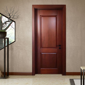 全实木门卧室门纯实木门室内门新中式极简厨房门烤漆红胡桃原木门
