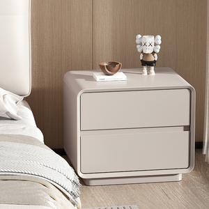 简约现代实木烤漆床头柜意式极简轻奢高级感卧室家用小型收纳柜子