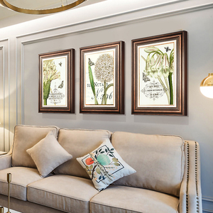 现代美式客厅装饰画复古田园沙发背景墙挂画轻奢餐厅卧室壁画百合