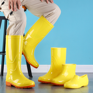 加大码雨鞋男高筒黄色食品厂防水鞋中短筒雨靴防滑厨房胶鞋女浅口