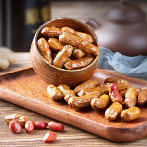 章鸭子卤花生水煮带壳花生零食熟花生米真空包装卤味休闲小吃素食