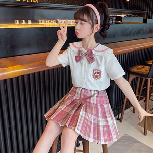 女童套装夏装2022新款夏季儿童jk制服学院风裙子洋气两件套网红裙