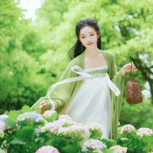 绿色汉服女夏款唐制齐胸襦裙薄款轻纱超仙气飘逸古风汉元素连衣裙