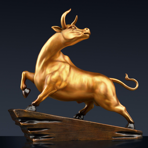 铜牛摆件现代客厅招财工艺礼品牛气冲天办公桌饰品鸿运当头牛