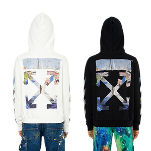 off white官网现货莫奈油画卫衣水彩拉链外套ow连帽长袖男女帽衫