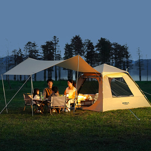 原始人帐篷户外便捷式折叠天幕一体全自动露营防雨野外野营过夜大
