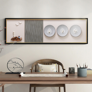 茶台茶室背景墙挂画茶道茶文化立体实物画禅意装饰画茶叶店壁画