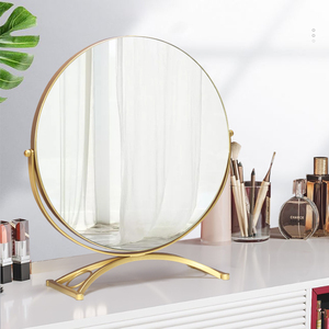 镜子化妆镜台式简约ins梳妆台桌面可旋转单面卧室家用欧式大圆镜