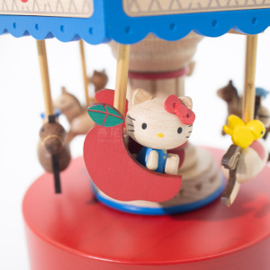 sanrio正版授权台湾jeancard知音文创上下动音乐盒kt旋转木马摆件