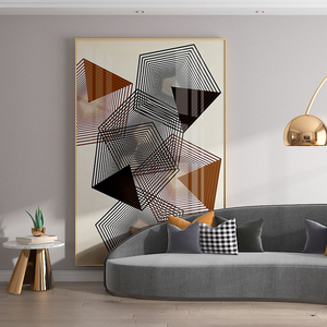 入户门迎门墙玄关装饰画高级感客厅挂画会所五边形几何抽象艺术画