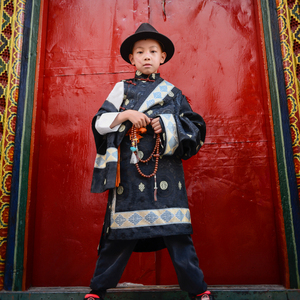 三件套衬衣马甲背心藏袍藏装男儿童夏季小朋友小娃娃童装民族服装