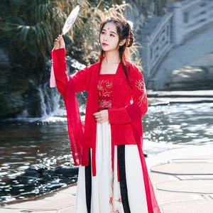 齐腰襦裙女改良古装汉服中国风彼岸花传统对襟清新淡雅超仙女