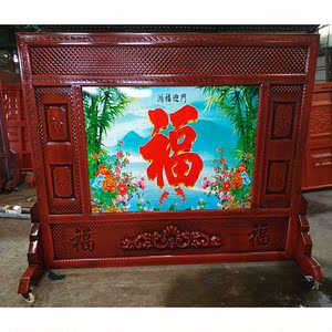 农村入户影壁移动影壁墙画照壁铁艺墙布墙纸墙裙移动山水画影壁墙