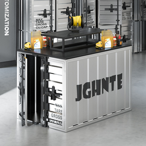 工业风创意中岛展示台服装店收纳柜子店铺双面样品货架模型阶梯柜