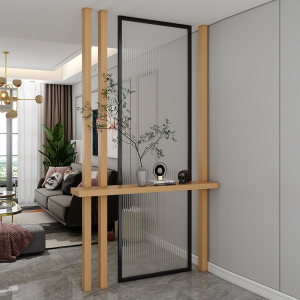 新中式轻奢现代家用入户隔断客厅创意装饰实木带灯屏风墙玄关定制