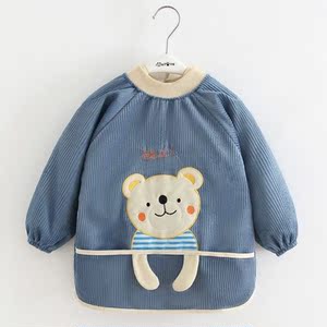 婴儿灯芯绒罩衣新款男宝宝外穿洋气小孩男孩防水防脏吃饭护衣秋冬