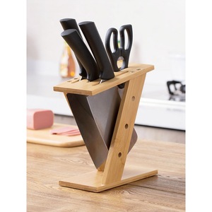 楠竹交叉刀架厨房刀具收纳架 家用沥水剪刀座置物架菜刀架插刀架j