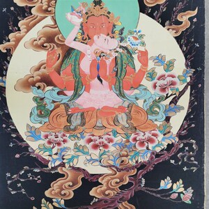 宗密佛金 唐卡矿物颜料藏幅牛皮纸画芯 l欢喜佛像条佛 欢喜像刚