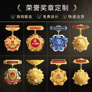 奖章定做荣誉勋章定制优秀员工胸章订做银纪念章金属奖牌抗疫徽章