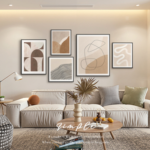 张小画 现代简约组合装饰画莫兰迪抽象客厅沙发背景墙挂画壁画ins