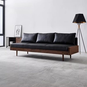 北欧极简小户型客厅皮革沙发意式简约现代办公室双人三人复古沙发