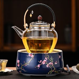 2024新款玻璃蒸煮茶壶套装家用白茶电陶炉煮茶器煮茶炉烧水泡茶壶