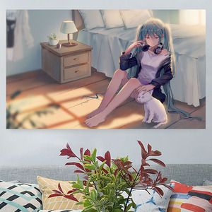 动漫二次元海报性感美女墙贴画自粘学生宿舍寝室超大壁画墙壁贴纸