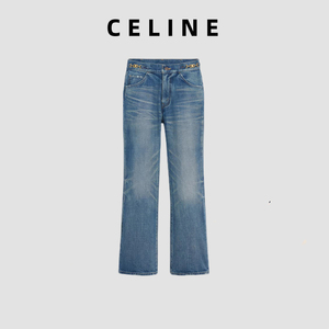 赛琳/celine 22早秋新款凯旋门时尚宽松水洗色高腰微喇牛仔裤子女