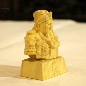 古韵亭小叶黄杨木雕工艺品摆件汽车摆件 关公 关二爷 头像