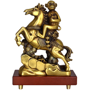 黄铜马上封侯摆件十二生肖猴马办公室桌面工艺品送上司领导礼品