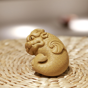 宜兴名家徐峰鱼化龙茶宠玩具原矿黄段泥鲤鱼跃龙门寓意好吉利摆件