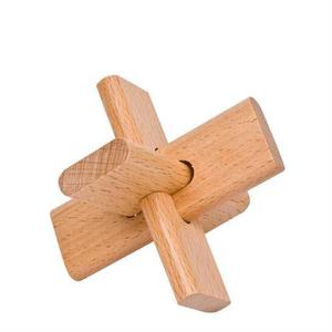 孔明锁鲁班锁解锁儿童益智玩具小学生三根孔明锁 榉木大号三通3