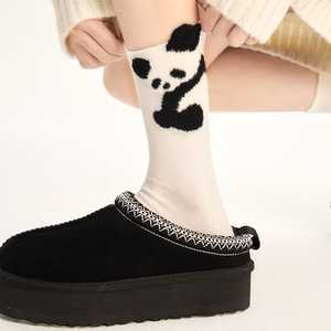 上森派系羊毛袜子厚卡通可爱袜子动物女秋冬中筒袜长袜百搭堆堆袜