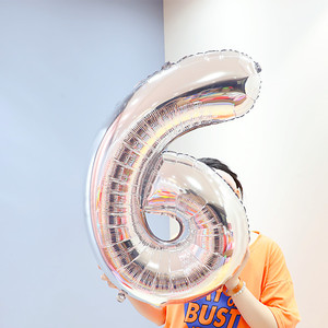 32寸银色年龄数字铝膜气球0123456789男女孩生日派对装饰立柱布置