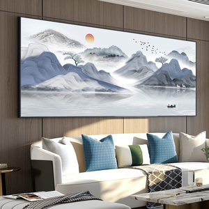 新中式客厅装饰画山水画现代沙发背景墙挂画办公室壁画大幅风景画