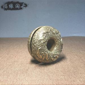 仿古纯铜虎撑医铃串铃民间乡医郎中五福黄铜药铃中医手摇铃老物件