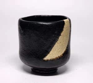 顺心斋乐烧名家大野九行作黑乐釉茶道筒型茶碗 回流