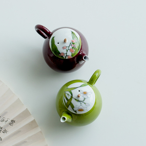 昌朴居豆青釉纯手绘兰花潘壶茶壶单个家用陶瓷小号泡茶器功夫茶具