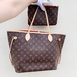 【柠檬家】二手中古lv女包nf老花子母包中号购物袋红色内里单肩包