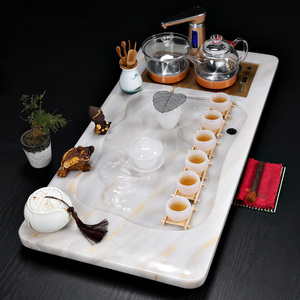 牛气冲天欧式玉石茶盘茶具套装家用全自动四合一茶台欧式轻奢大号