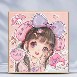 美乐蒂女孩儿童手工diy大尺寸钻石画粘贴点钻满钻新款自制礼物