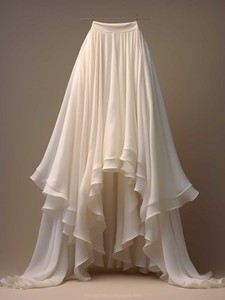 初春穿搭2024裙子仙女超仙森系白色多层次荷叶边拖尾飘逸半身长裙