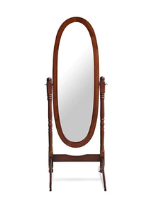 ins圆形穿衣镜法式美式乡村复古实木落地全身镜试衣镜家用镜子